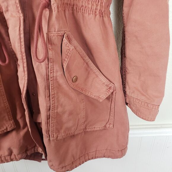 Women's American Eagle Outfitters Pink Winter Overcoat Faux Fur Jacket Medium - Picture 11 of 14